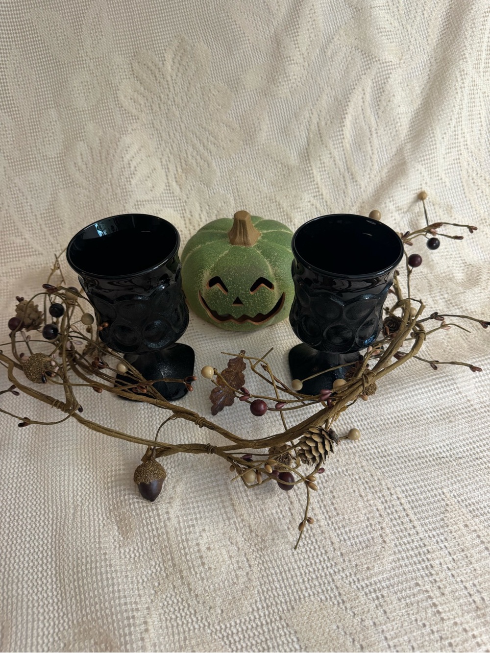 70s Vintage Noritaki Spotlights Ebony Goblets.Set of Two.